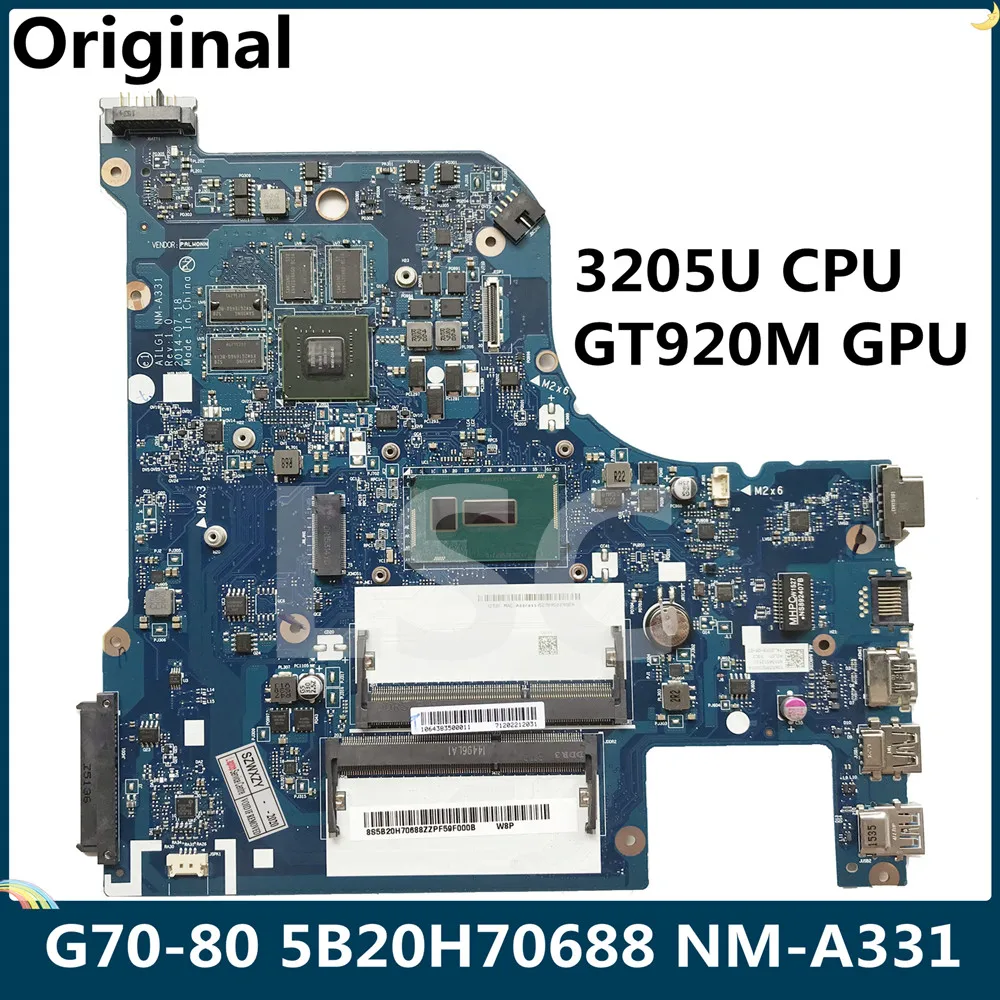 Материнская плата LSC для ноутбука Lenovo G70 80 3205U CPU GT920M GPU AILG1 NM A331 5B20H70688 DDR3L 100%