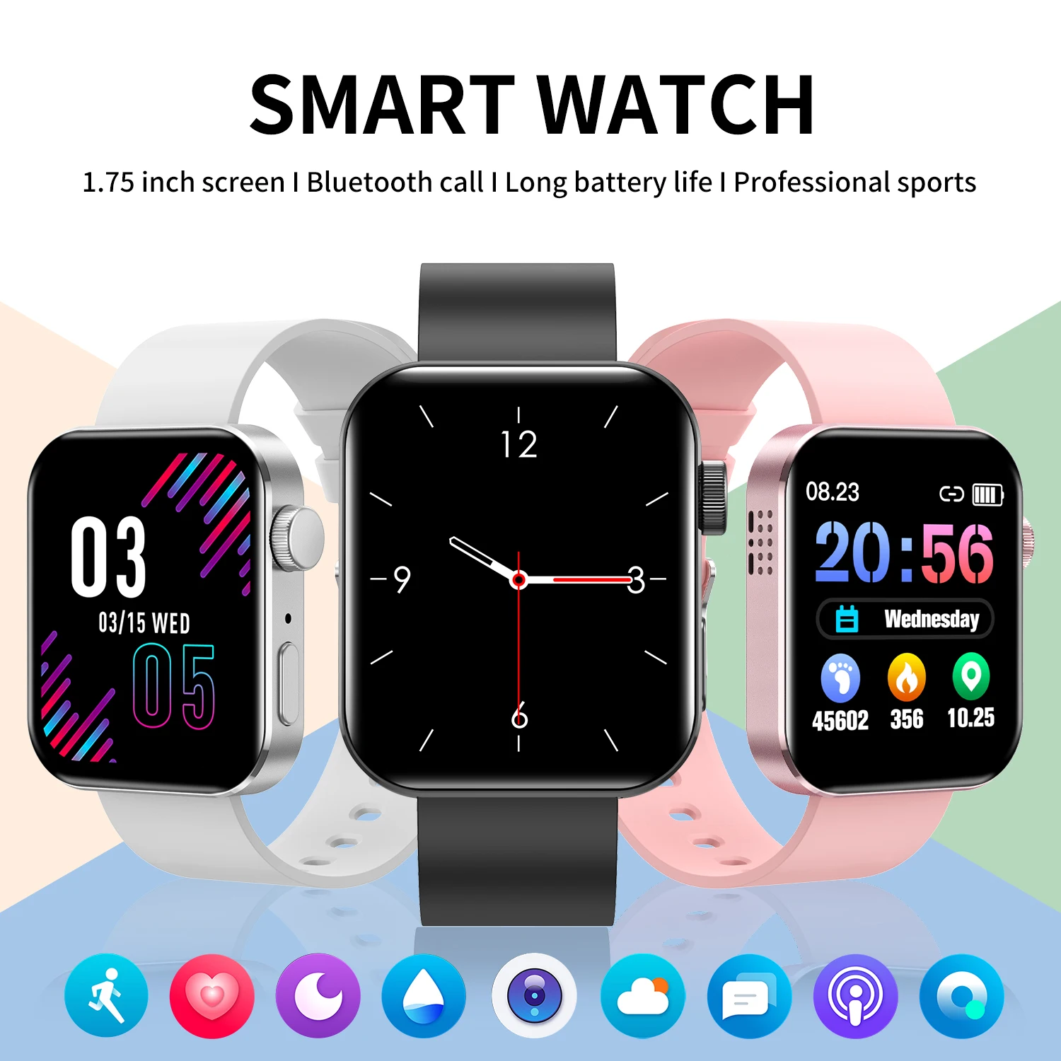 

2022 New 1.75 Inch Screen Bluetooth Smart Watch Women Music Sports for Apple Watch Amazfit Smart Watch Men Samsung Galaxy Watch