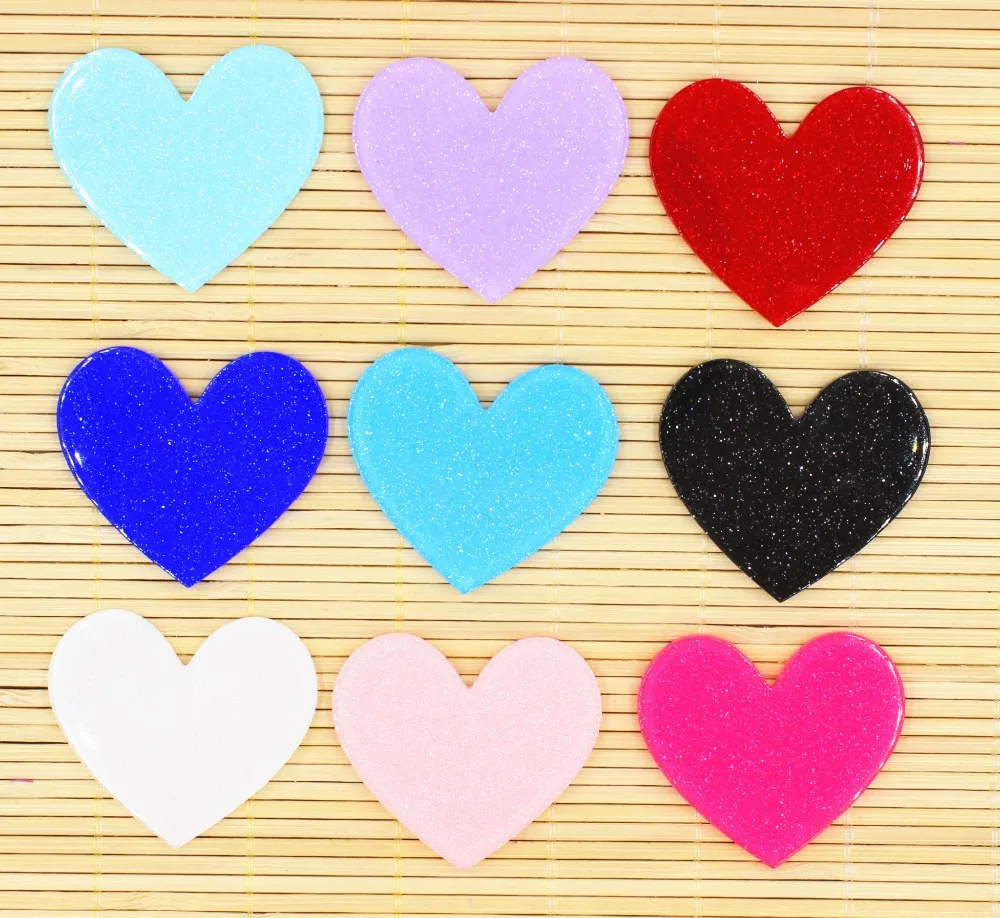 

30pcs/lot DIY Planar Resin Heart Mix Colors Flat Back Resin Cabochons Accessories 45*40mm