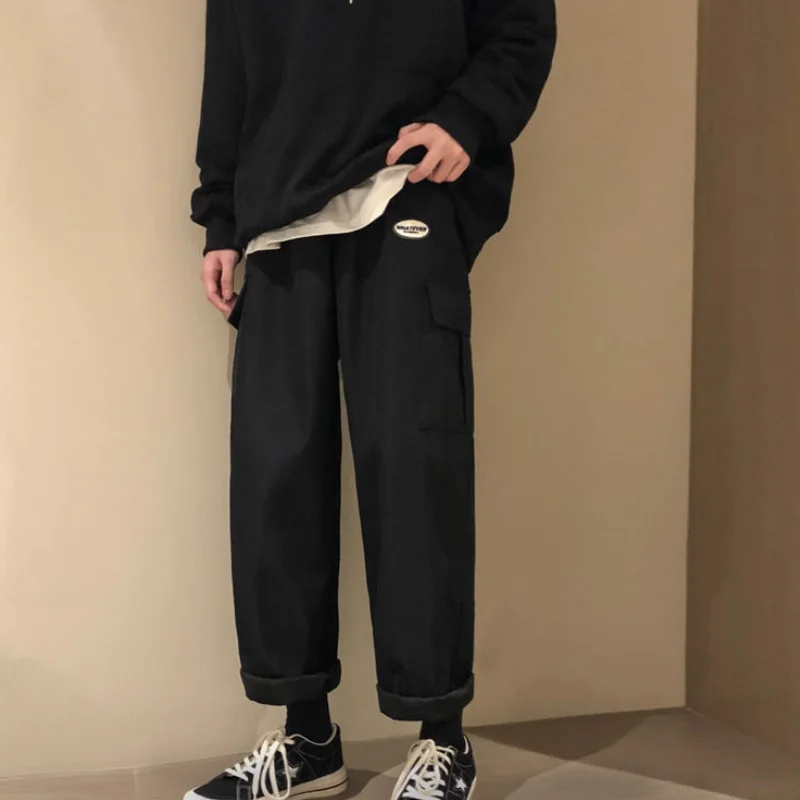 Мужские толстые комбинезоны свободные прямые брюки с широкими штанинами Зимние