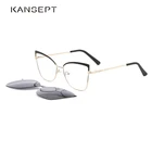 Женская металлическая оправа для очков kanseven 2 в 1, популярные магнитные Оптические солнцезащитные очки для близорукости, оправа для очков по рецепту FN19003