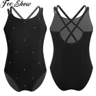 Трико для балета и танцев для девочек, блестящие стразы, трико для фигурного катания, комбинезон для катания на роликах, балетные гимнастические леотарды