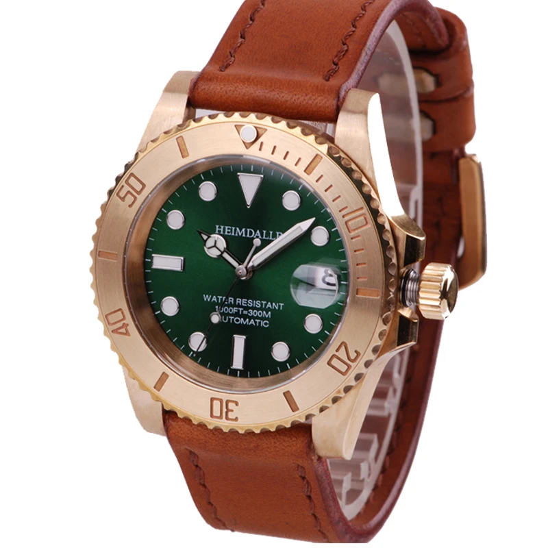 Бронзовые водонепроницаемые часы с призраком и сапфировым стеклом 300 м
