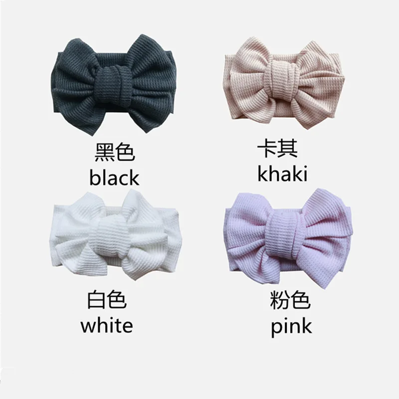 

20pc/lot 2021 New Baby Waffle Knit Bow Headband Large 6inch Bowknot Head wraps Kids Cotton Wide Turban Children Girls Headwear