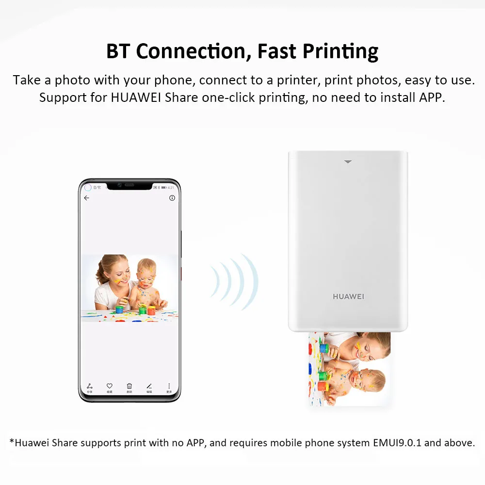 HUAWEI CV80 фотопринтер ZINK безчернильная печать AR Видео Печать BT DIY 313*490 dpi Портативный Смарт Карманный принтер