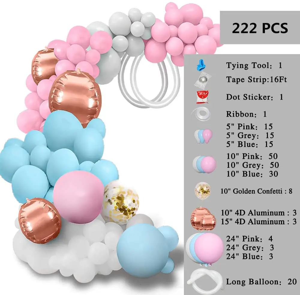 219 шт. гирлянда с воздушными шарами Фотофон из искусственного латекса розового и
