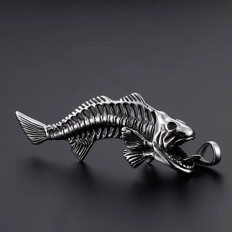 

Fashion Punk Gothic Fish Bone Pendant Necklace Women And Men Retro Stainless Steel Jewelry Hip-Hop Rock Jewelry Gift Wholesale