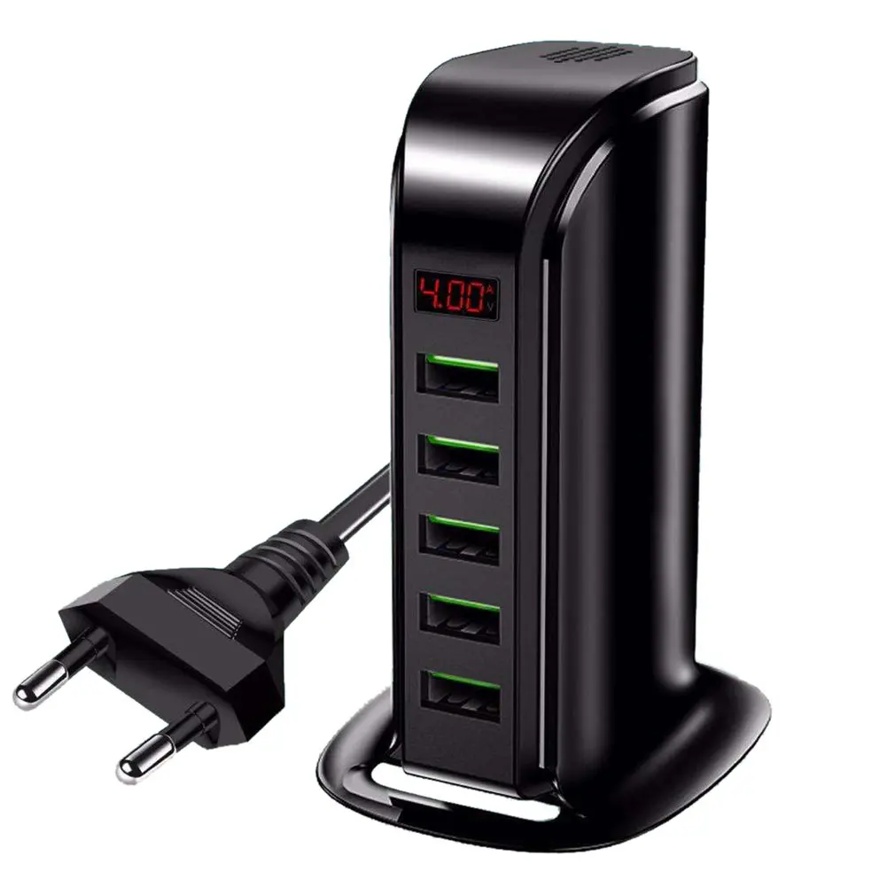 

Usb Charger 5V 4A Digital Display 5 Port Charging Head For Apple Desktop Practical Digital Display Charger