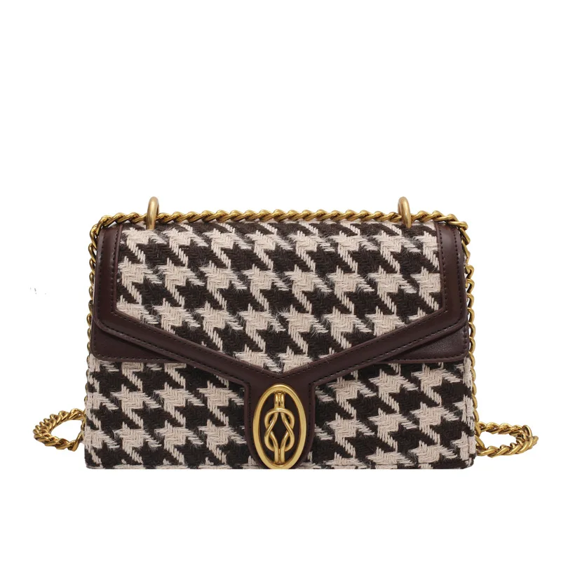 

2020 Retro New Plaid Chain Small Square Bag Fashion Personalized Bag Women's Bag Shoulder Bag 31153