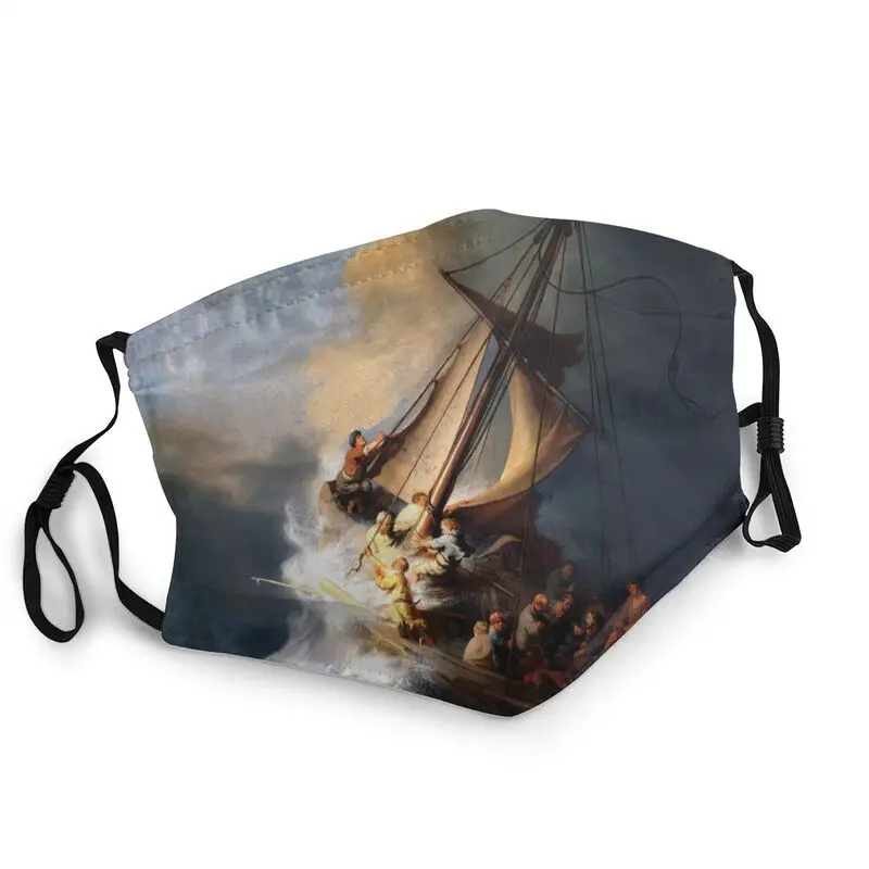 

Rembrandt Painting Face Mask Unisex The Storm on the Sea of Galilee Anti Haze Dustproof Protection Cover Respirator Mouth Muffle
