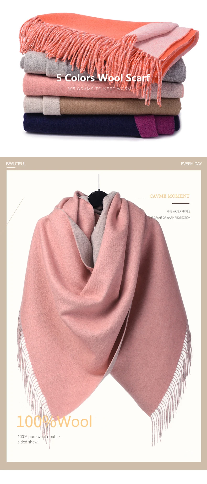 CAVME Double Color Woolen Long Scarf Winter Fashion Wool Scarves for Ladies Couples Patchwork Gift for CUSTOM LETTERS 70*20cm