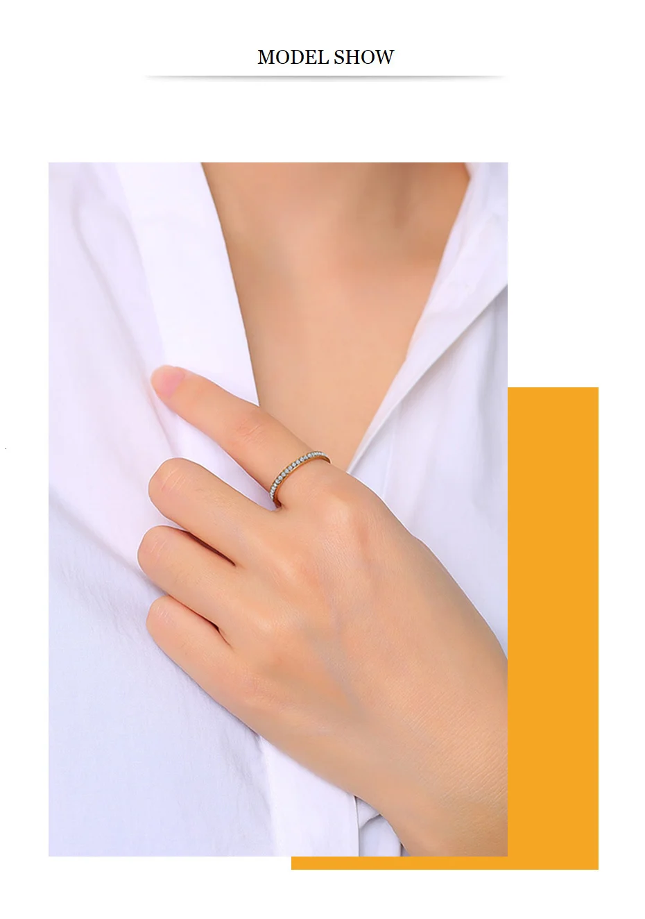 Vnox 2mm Bling CZ Stones Ring for Women Lady Gold Tone Stainless Steel Shinny Crystal Finger Band Elegant Jewelry