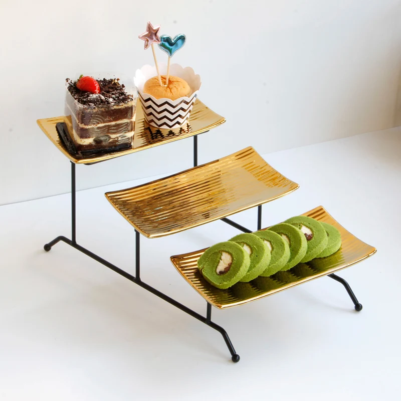 Трехслойная тарелка для фруктов в европейском стиле десертный стол многослойная