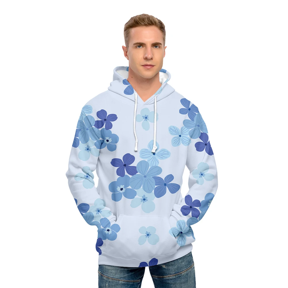 

New Style Flower Hoodie Men's Streetwear Clothes Plus Size New Fashion Hooded Sweatshirt Casual Hip Hop Hooded Top Full Print