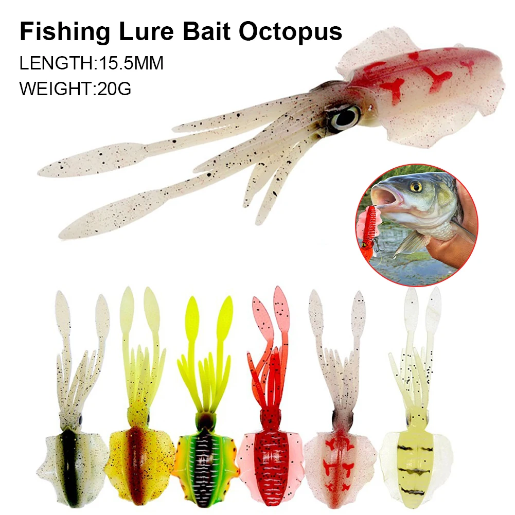 

15g 155mm Fishing Lure Bait Squid Saltwater Soft Baits Squid Jig UV Luminous 3D Eyes Fishing Wobble Bait Fishing Accessories