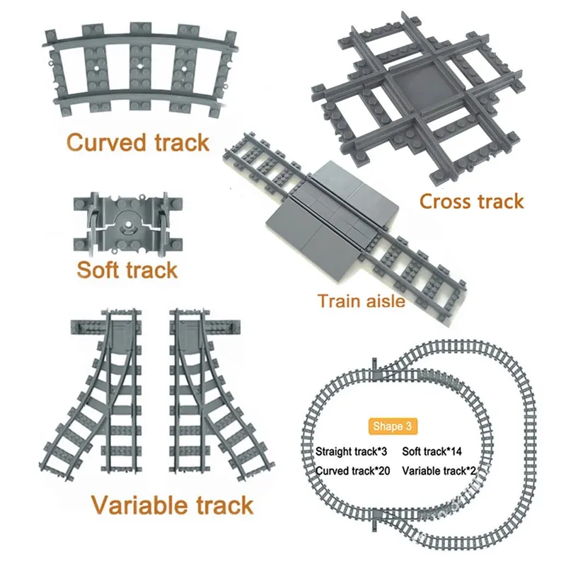 

City Train uphill tracks Trein Track Rails building blocks Cross track Model toys For kids railway Bricks Compatible All Brands