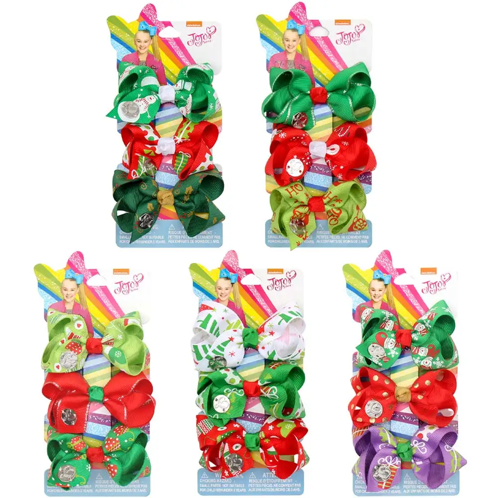 One of each set 5 компл./упак. " Jojo Siwa банты для волос для девочек Рождественский набор для волос ручной работы дети JOJO банты рождественские вечерние Заколки головные уборы - Цвет: One of each set