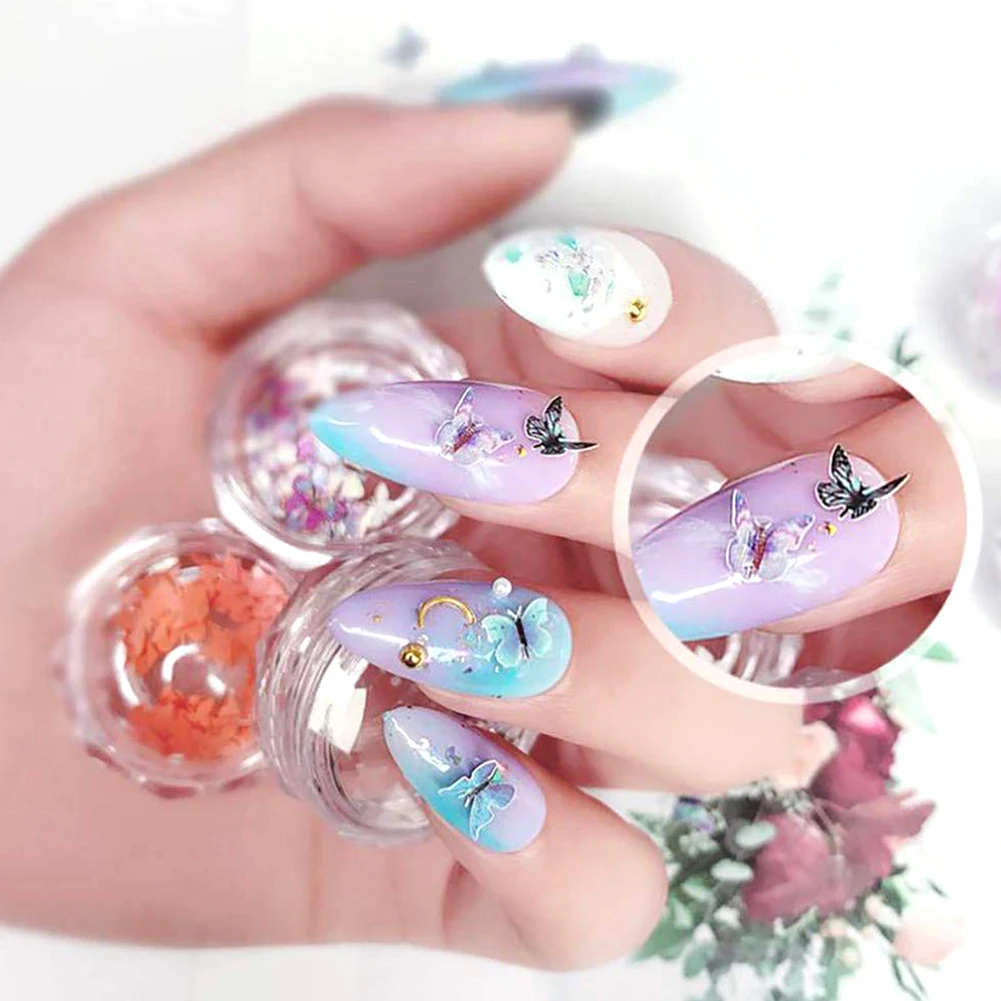 DIY Manicure Decoration Simulation Mini Butterfly Nail Art Sticker Foils Series Pink Blue Paper | Красота и здоровье