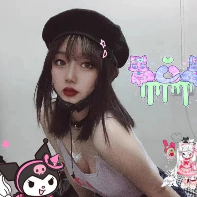 Женский берет с регулируемой пряжкой в стиле Харадзюку ремешки Y2k женский