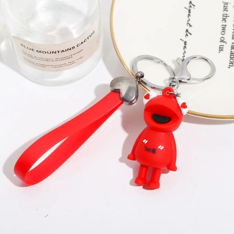 

Cartoon Animal Silicone Big Mouth Frog Keychain Halloween Key Ring Creative Goblincore Gift Party Favors