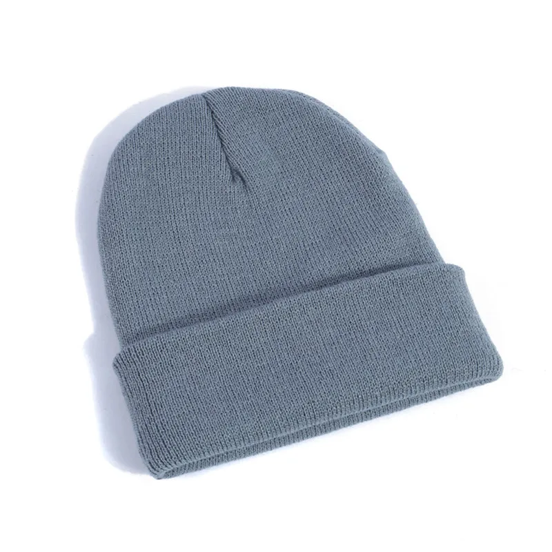 Light gray Милые зимние шапки бини вязанные одноцветные модные шапки осень зима унисекс теплая шапка s Дамская Повседневная Хип-хоп шапка с вышивкой - Цвет: Light gray