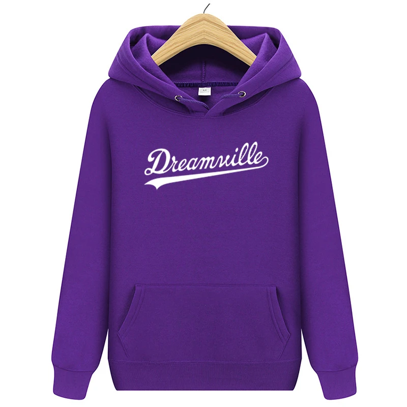 Модные Новинка; худи Для мужчин хип-хоп DREAMVILLE Коул Логотип с капюшоном Swag письмо флисовые J худи с принтом Cole зимние толстовки Мужские пуловер - Цвет: purple2