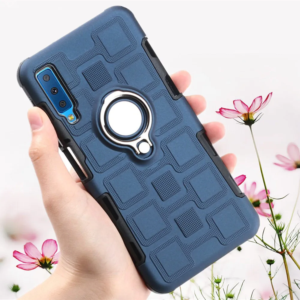 Роскошный чехол с кольцом для Samsung Galaxy A7 A9 2018 A9s A750F A920F SM-A750F Armor A750 Жесткий