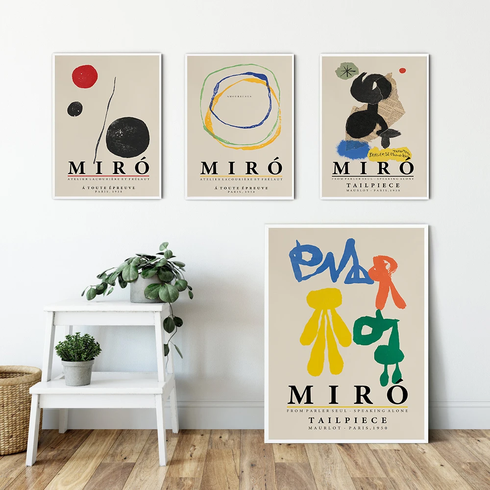 

Joan Miro Poster Retro Artwork Exhibition Canvas Painting Gallery Art Print Museum Wall Picture For Living Room Home Decor
