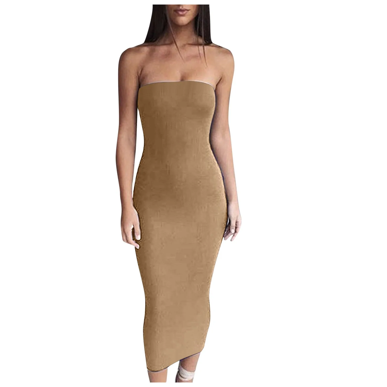 

New Women Summer Elegant Sexy Dress Sleeveless Bodice Long Beach Snug Solid Color Dress Bodycon Party Night Kobieta Sukienka