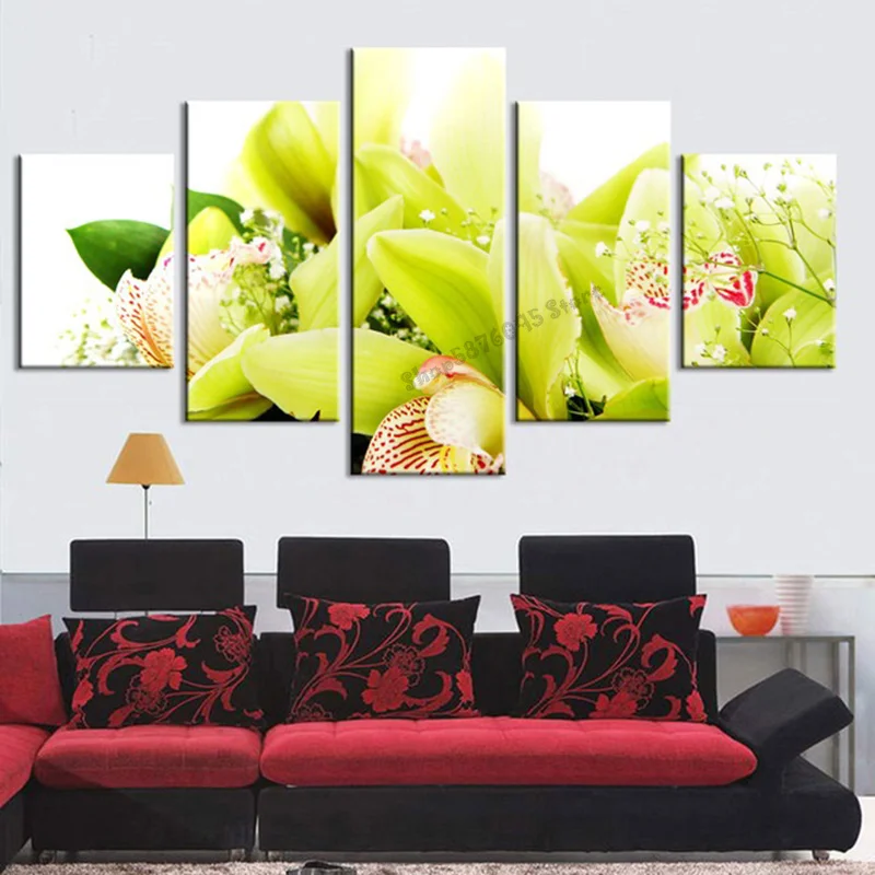 

5 couplet diamond painting cross stitch clear yellow orchid full square,round diamond painting Mosaic wall art home deco TT5087