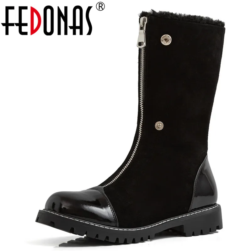 FEDONAS/Новинка Женские Качественные теплые зимние сапоги из натуральной кожи