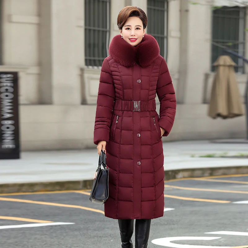 

Women Long Parkas 2019 New Fashion Ladies Winter Faxu Fur Hooded Coats Long Warm Cotton Jacket Plus Size 5XL Female Outerwear
