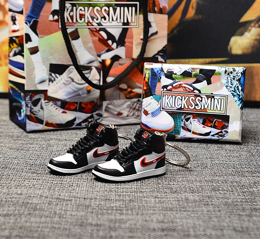 a pair w metal ring Персональный DIY Jordan Generation AIR JORDAN 1 chicago 3D кроссовок фигурный брелок сумка Подвеска парный брелок - Цвет: a pair w metal ring