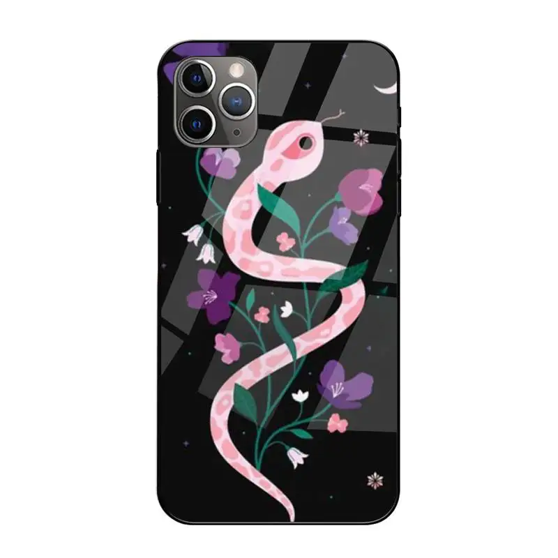 

Hand Snake Flower Snake Painting Phone Case Tempered Glass For Iphone6plus 6S 7 7plus 8 X XS XSmax XR 11 12 Pro Max 12mini