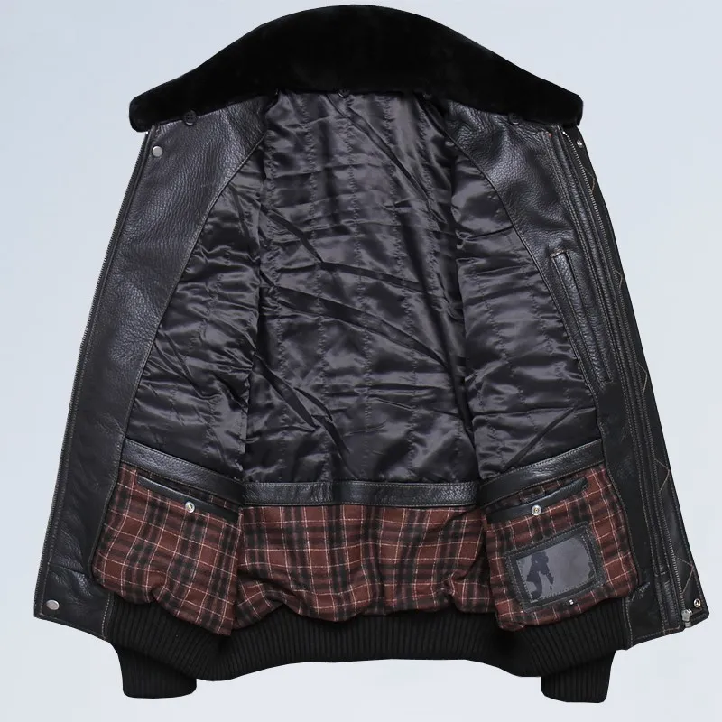 2020 Черная мужская кожаная куртка USAF Pilot европейский размер XXL шерстяное