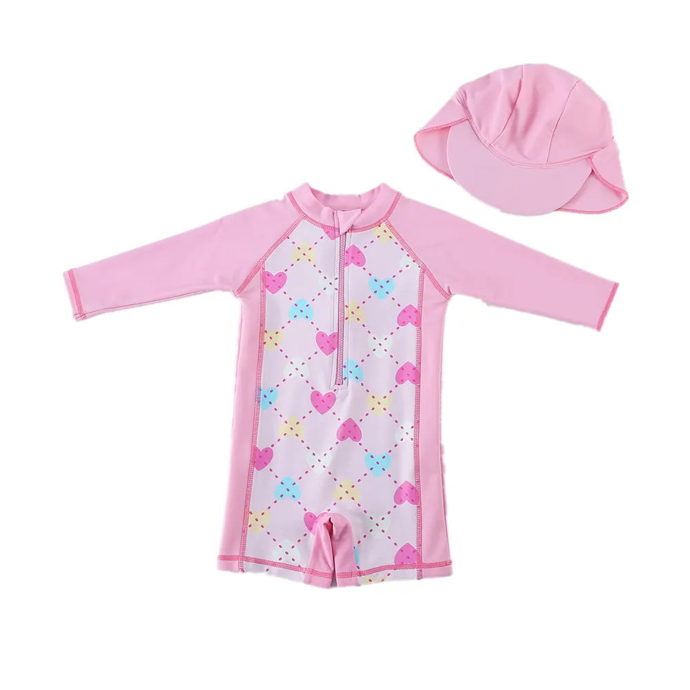 Wishere Girls Beachwear Dress Baby Swimwear Floral Swimming Costumes One Piece Swimsuit With Hat