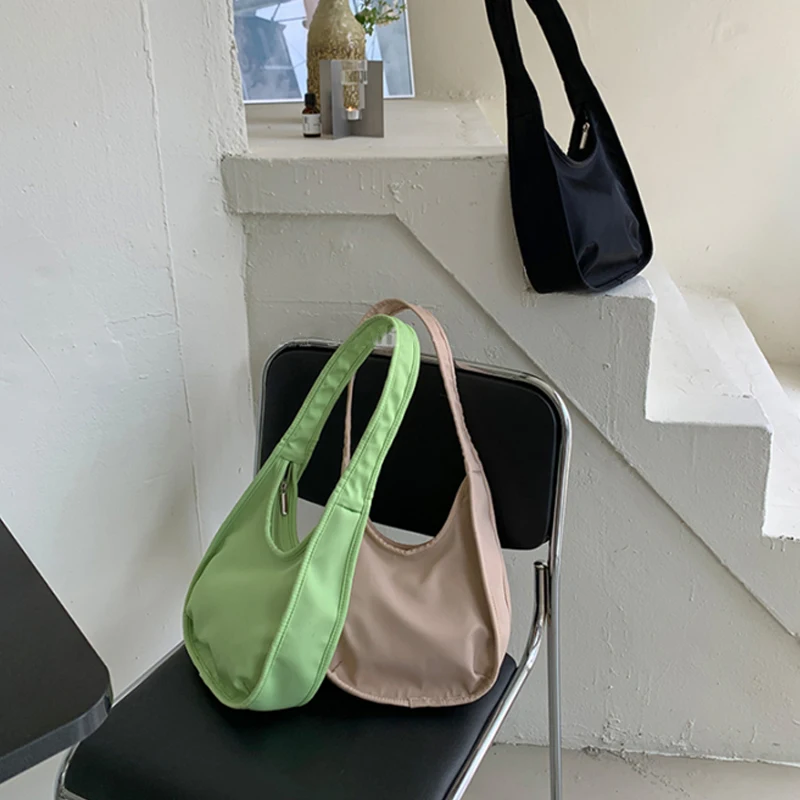 

Нейлоновая сумка-хобо на плечо для женщин, маленькие модные дамские сумочки конфетных цветов, повседневные тоуты, клатчи