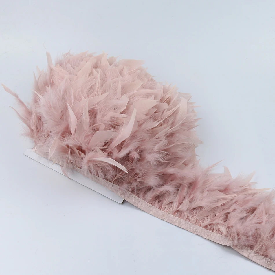 2 метра окрашенной кожи розовые Страусиные искусственные перья лента с бахромой
