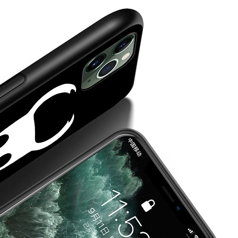 

Preto Dranco De Caveira For Apple iPhone 12 11 XS Pro Max Mini XR X 8 7 6 6S Plus 5 SE 2020 Black Cover Phone Case