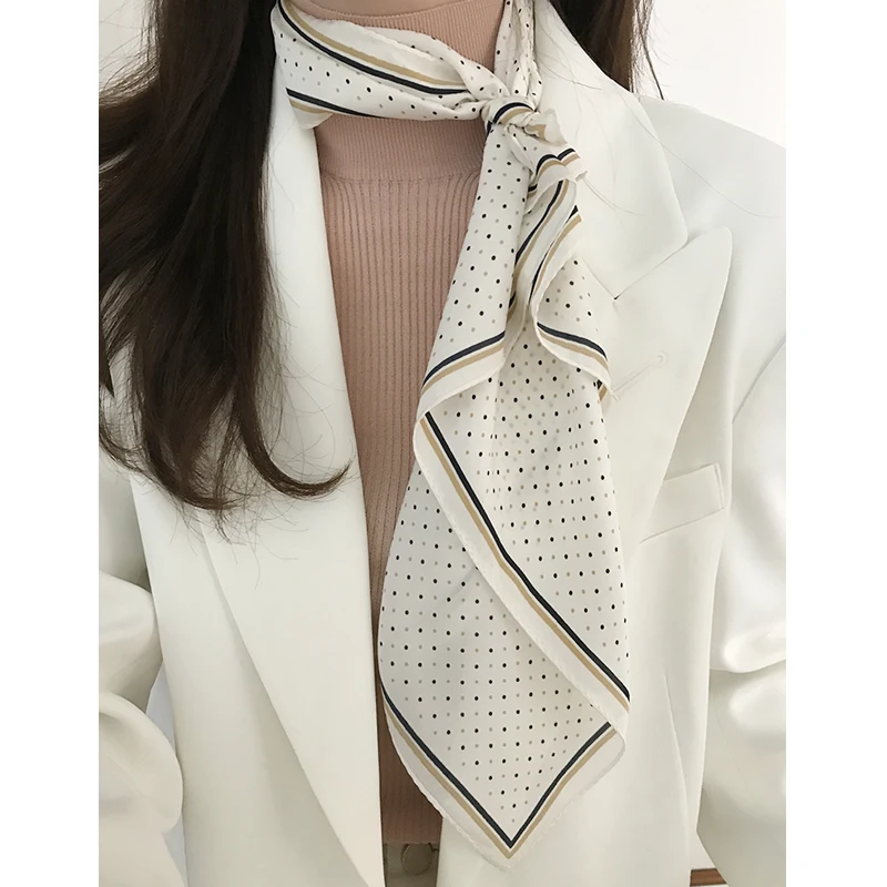 60x60 см Классический Маленький квадратный шелковый шарф в горошек для девочек