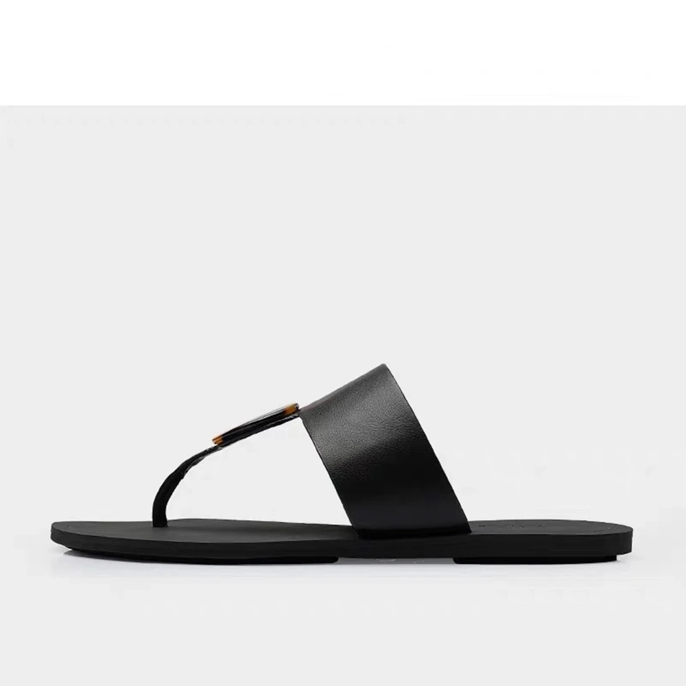 Шлепанцы женские из натуральной кожи летние пляжные тапочки дизайнерская