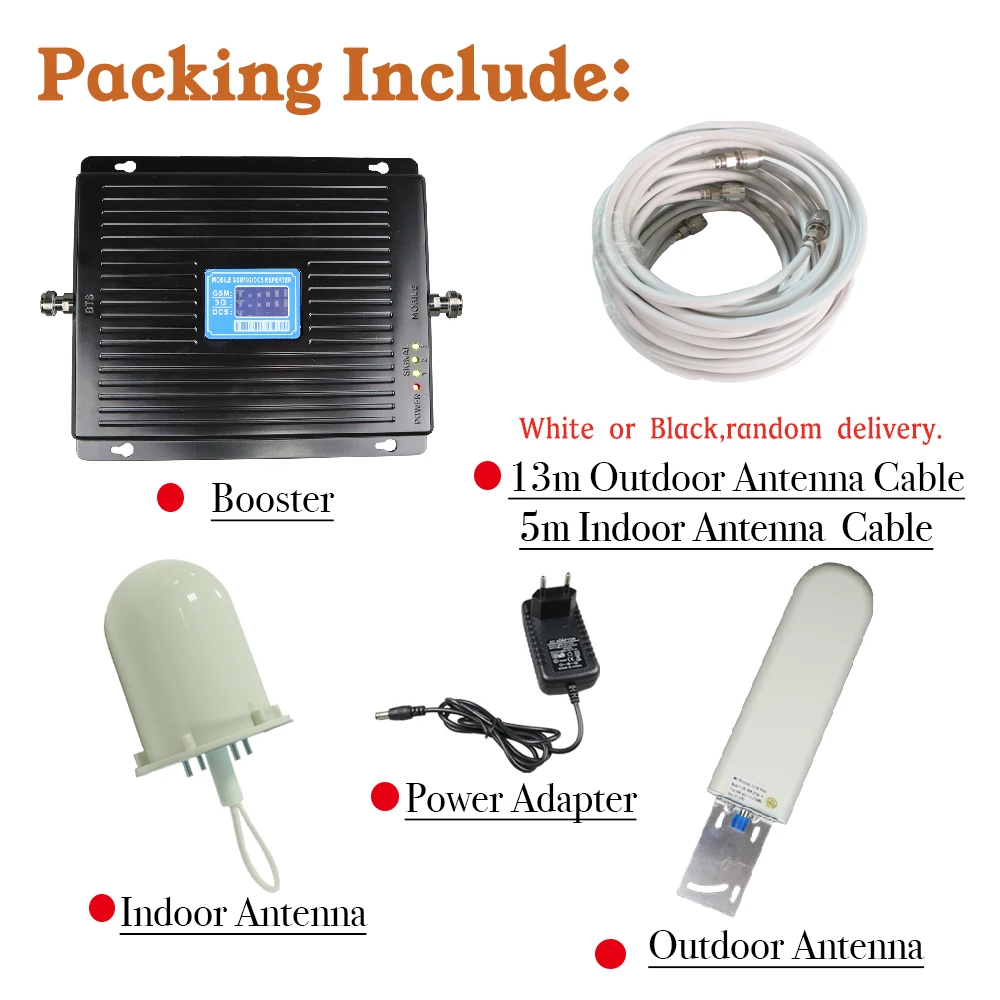 

ZQTMAX 75dBi 900 1800 2100 Tri Band 2g 3g 4g Repeater gsm Mobile Signal Booster UMTS data lte Cellular Amplifier and antenna set