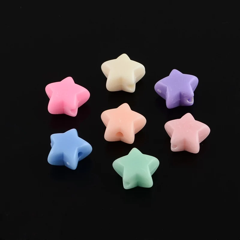 

500g Opaque Acrylic Five-Pointed Star Beads Mixed Color Beads For DIY Jewelry Making , 11x6mm, Hole: 2mm; about 1050pcs