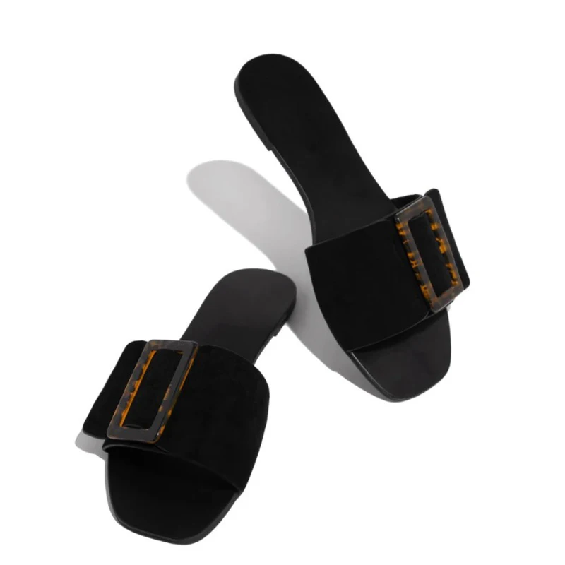 

Large Size Women's Shoes Summer Buckle Sandals Fashion Solid Color Beach Slippers Comfortable
