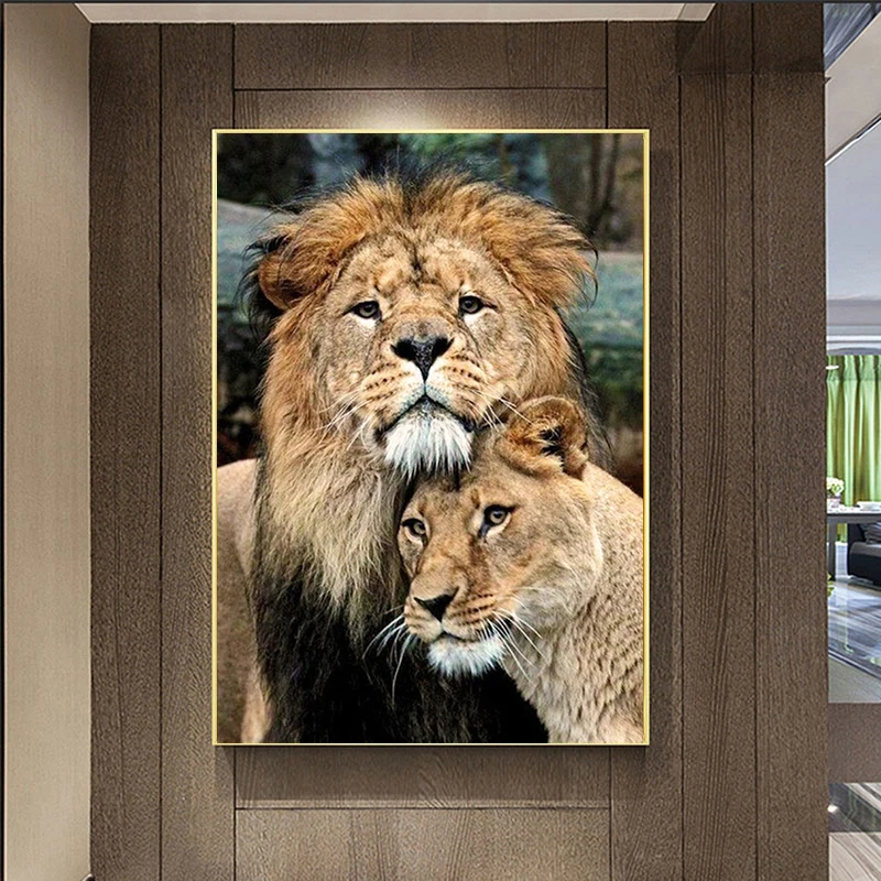 

African Wild Lions Family Canvas Art Posters And Prints Black And White Animals Canvas Paintings On the Wall Art Pictures Cuadro