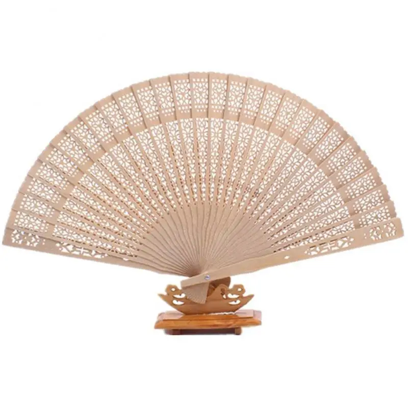 Folding Hollow Bamboo Wooden Fan Chinese Style 20cm Carved Hand-held Decorative Wedding Party Home Crafts Decoration Gifts | Дом и сад