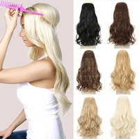 merisihair synthetic hair extensions no clips in ombre blonde black synthetic natural invisible line false hair piece