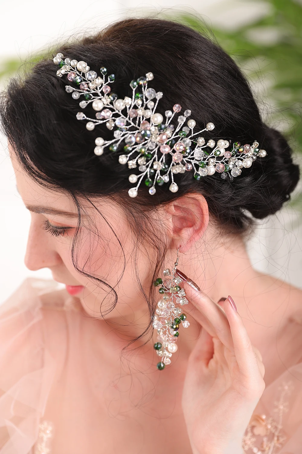 Женский комплект из повязки для волос и сережек|Свадебные головные украшения| |
