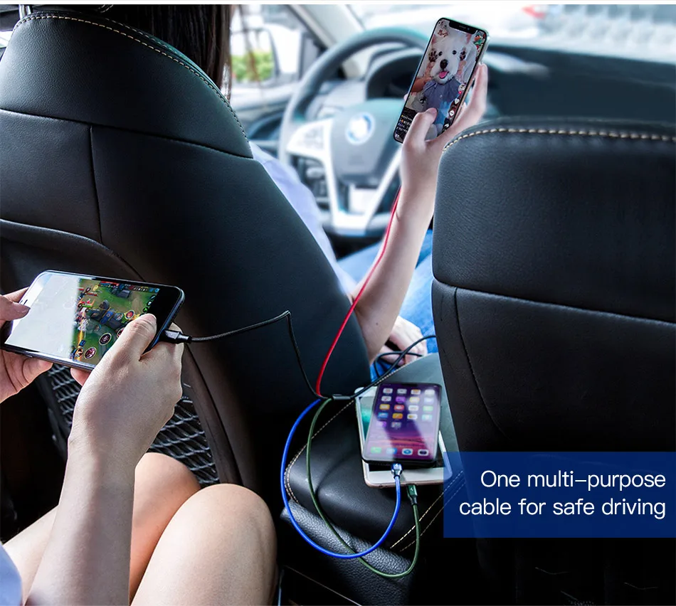 Baseus 4 в 1 USB кабель для iPhone X xs max зарядный кабель 3 в 1 Micro usb type C кабель для samsung Galaxy S9 S8 Plus