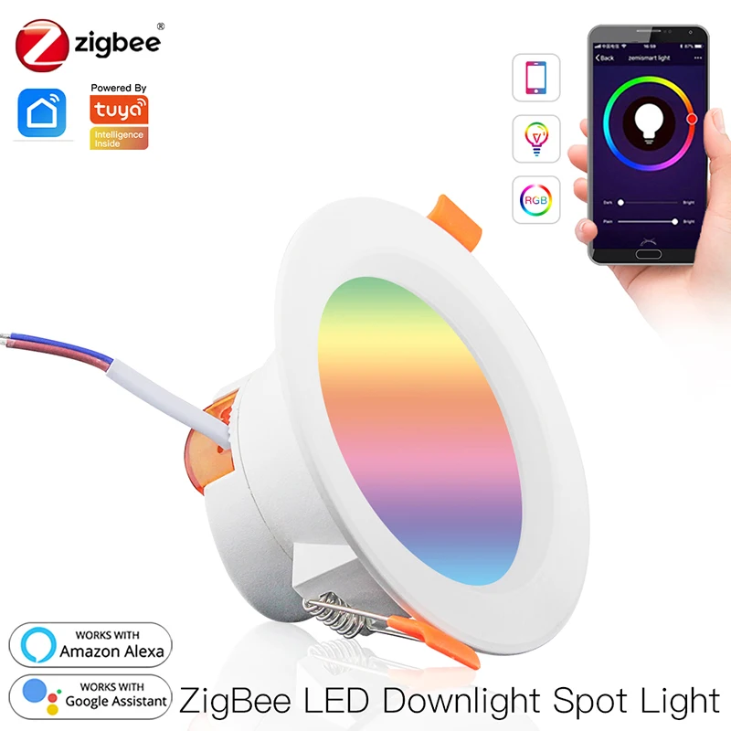 ZigBee Smart LED Downlight RGB W+C 5W/7W/10W/15W RGB 2700K-6500K W + C light Work With SmartThings Alexa Google Home Required